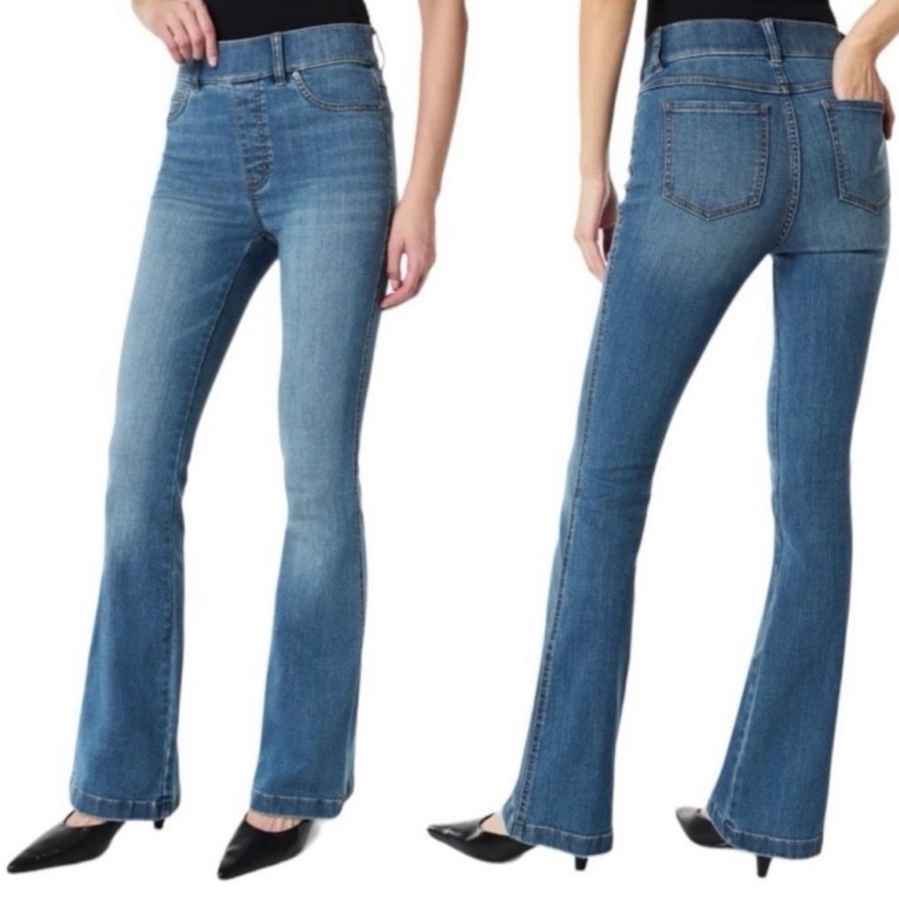 Spanx Medium wash flare leg jeans Woman’s size L NWOT